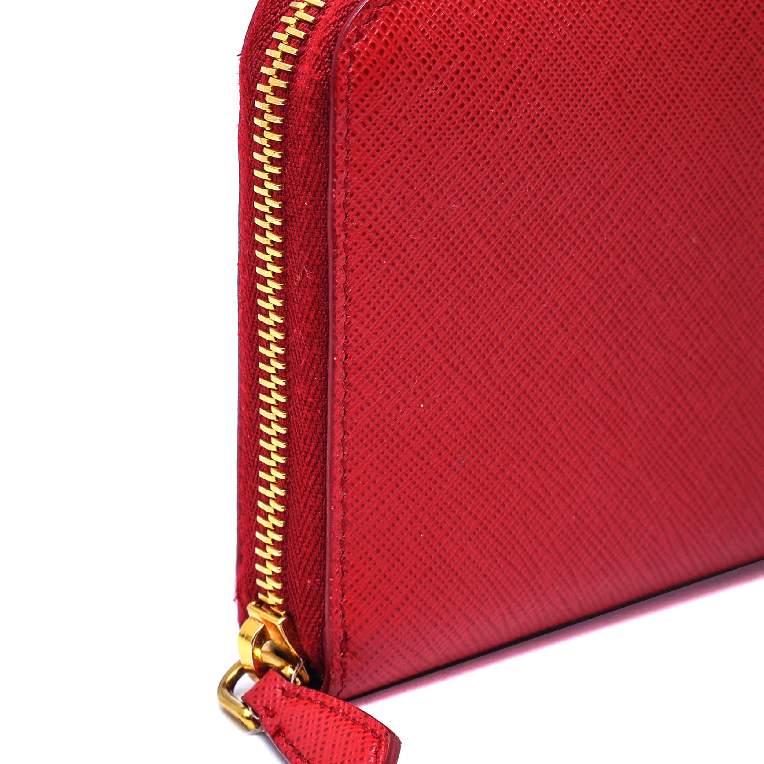 Prada - Red Saffiano Leather Zip Wallet